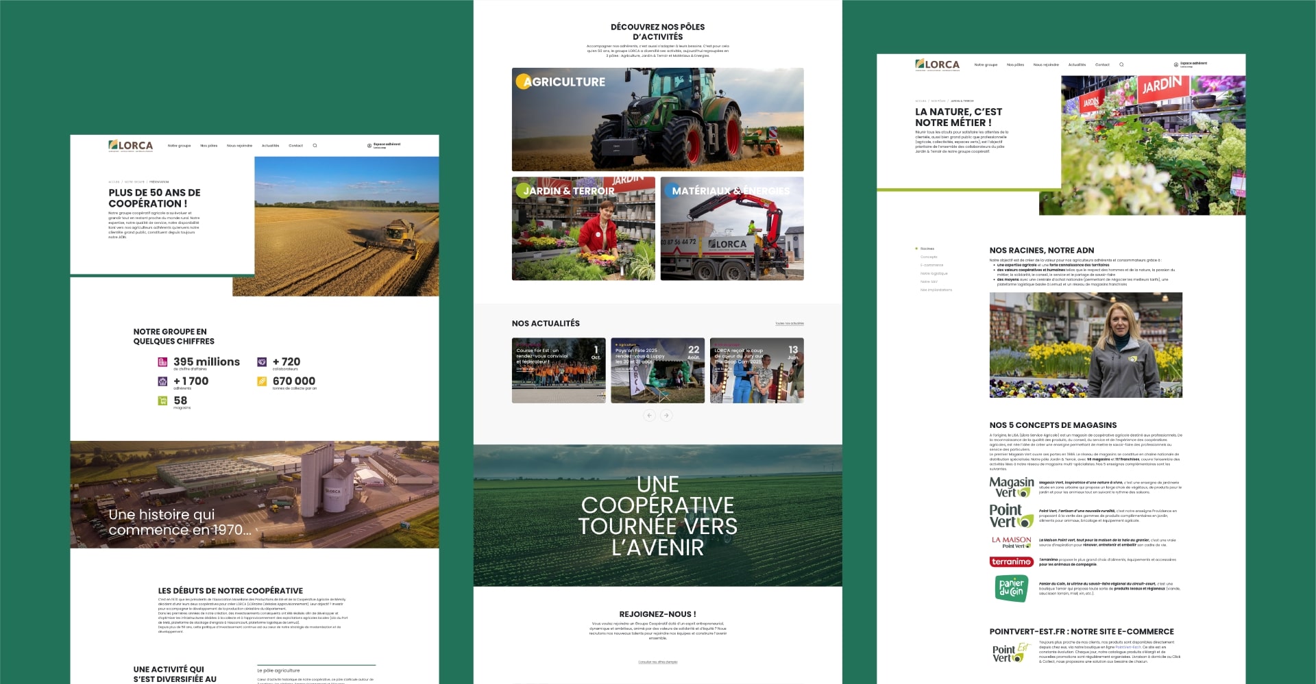 Refonte du site Internet Lorca - exemples de pages intérieures