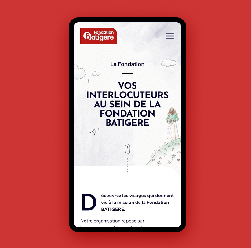 Mockup mobile du site internet de la fondation batigère